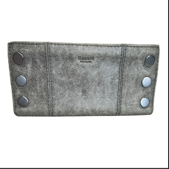Hammitt 110 North Brushed Gray Natural Distressed Leather Silver Rivet Wallet - Picture 11 of 11